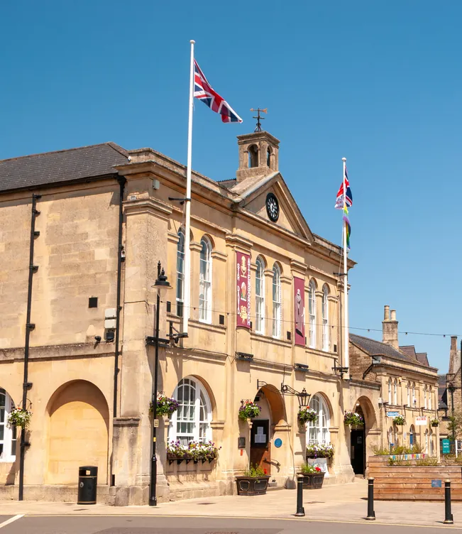 Melksham Town Hall and Market Place, Wiltshire